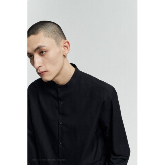 ZARA Men's Size XL Black Active Fabric Slim Fit Long Sleeve Button Down Shirt - Picture 4 of 15